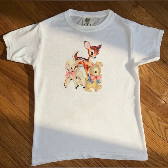 Comfort Colors Tops - Comfort Colors Baby Tee - Deer and Plush Friends Graphic